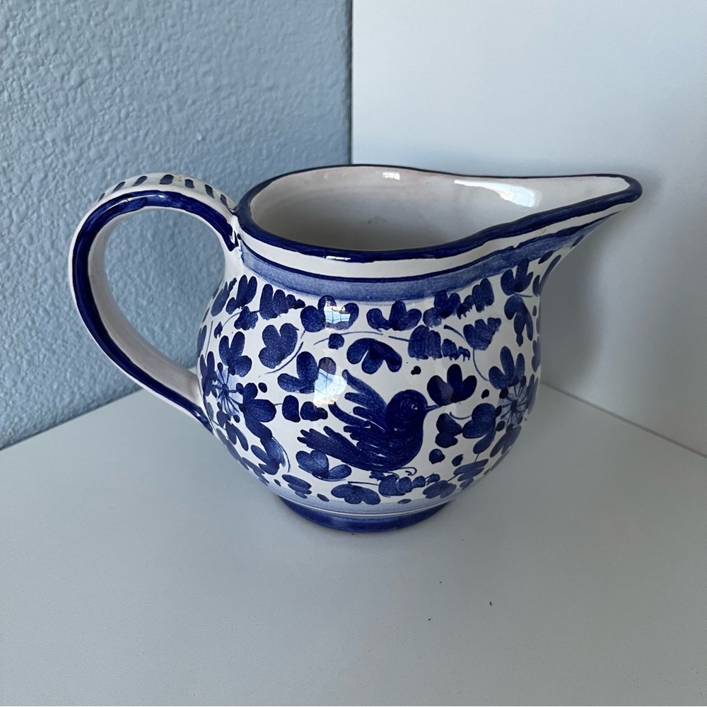 Deruta Italy Pottery Pitcher with Arabesco Pattern Hand Painted